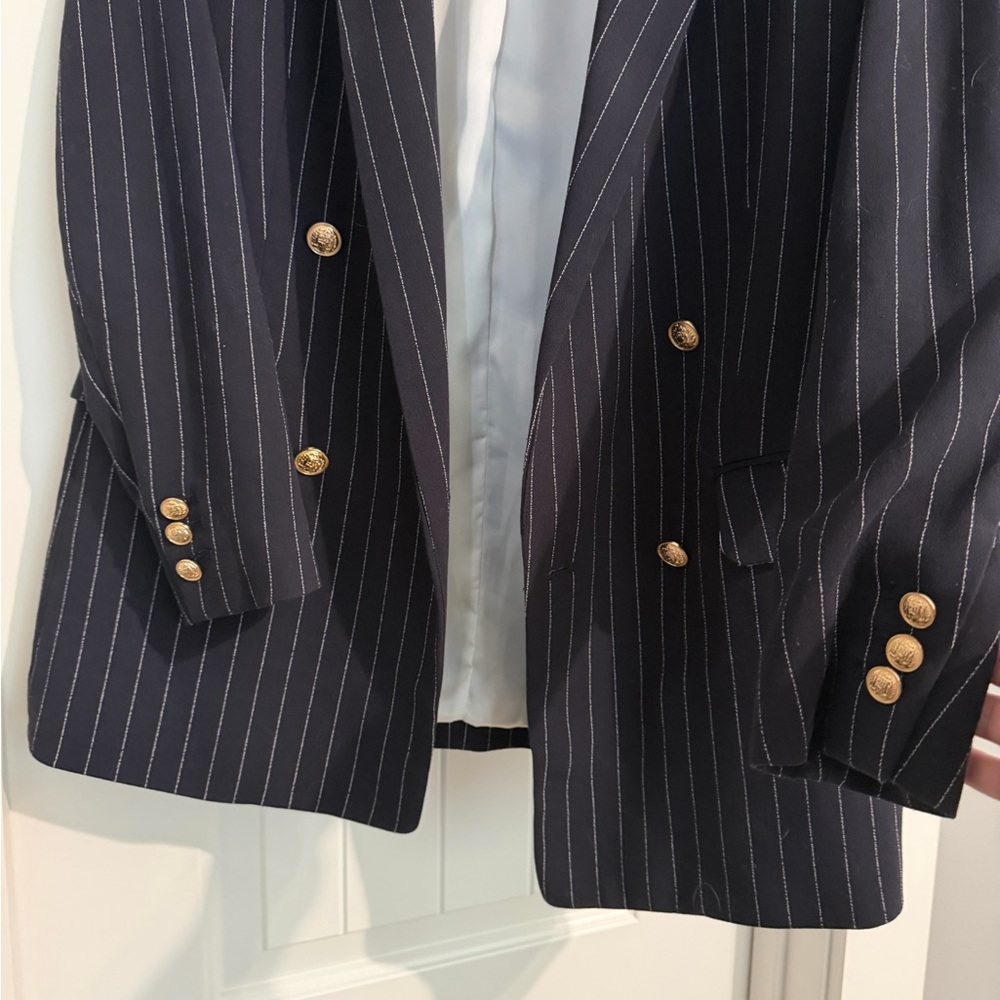 H&M Navy Pinstripe Blazer with Gold Buttons - Picture 2 of 6